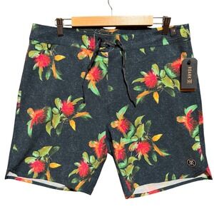 ROARK Passage La Selva Board Shorts Mens Size 34 Floral‎ Hemp Blend Swim Trunks